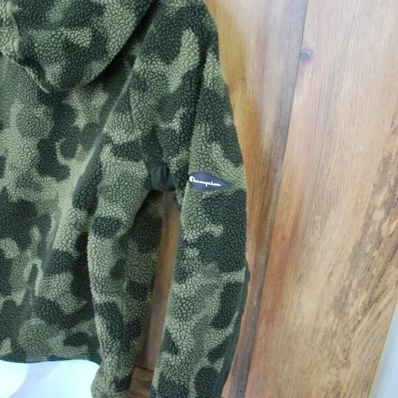 Champion Sherpa Hoodie Fleece Camo Pullover Small - Picture 5 of 6